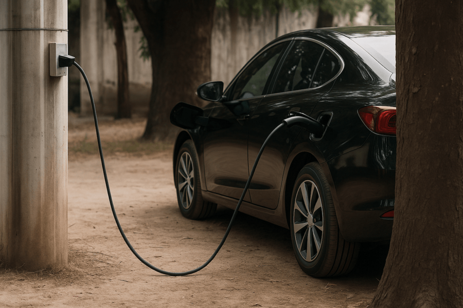pratica-ilegal-recarga-de-carro-eletrico-em-poste-gera-riscos-e-preocupa-seguradoras